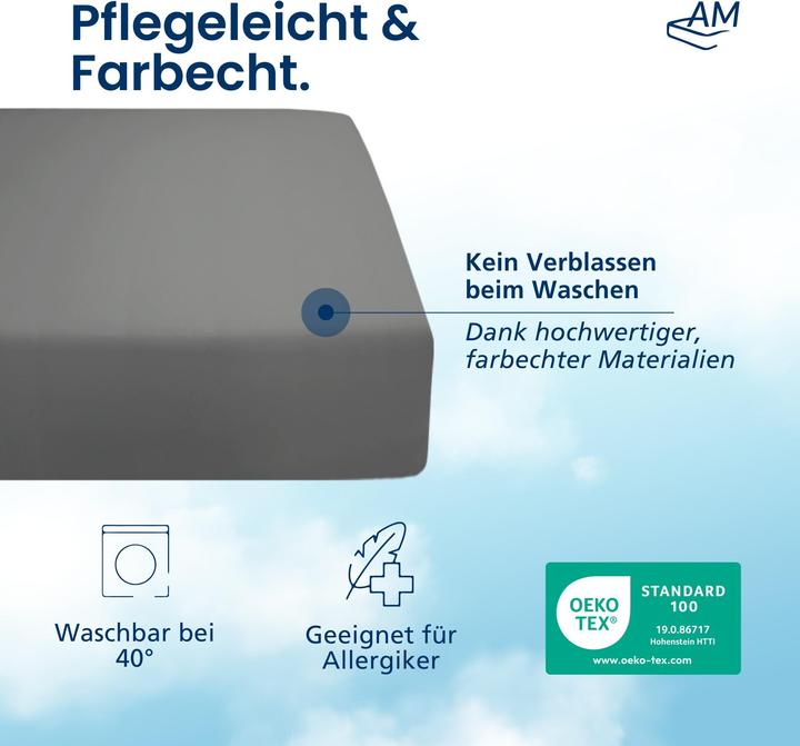 Actual product image AM Qualitätsmatratzen Premium Spannbettlaken für Matratze, Baumwolle (200gsm) (100 x 200 cm)