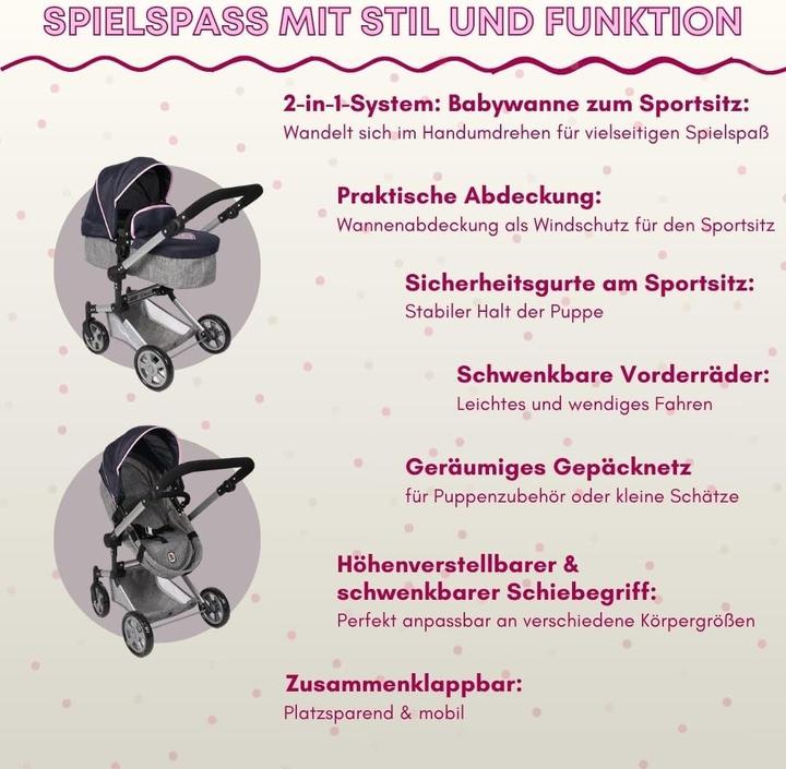 Actual product image Bayer Chic 2000 2in1 Combi Doll Stroller