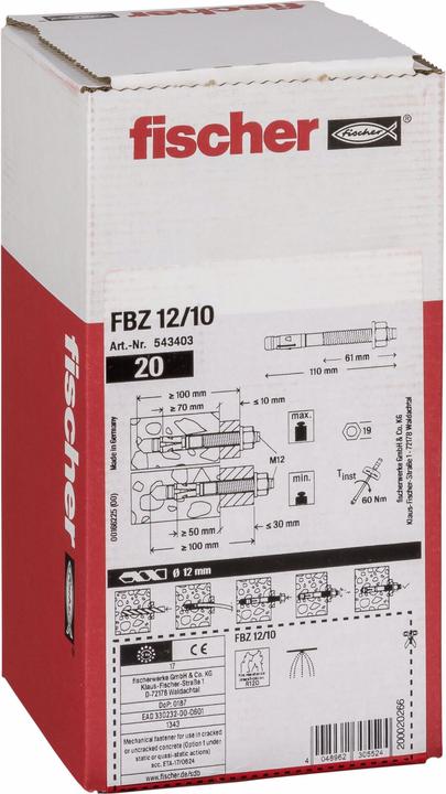 Produktbild Fischer Bolzenanker FBZ 12/10 (20 Stk.)