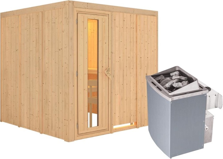 Insulated wooden door with insulating glass