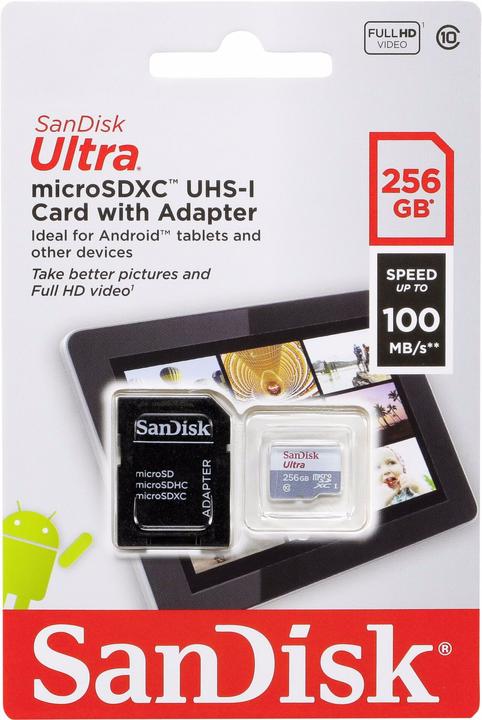 Immagine prodotto SANDISK Ultra Lite microSDXC Ad. 256GB 100MB/s (256 GB, microSDXC, U1, UHS-I)