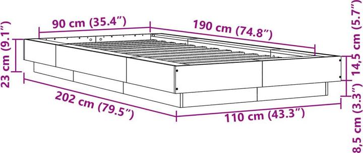 Produktbild vidaXL Bettgestell (90 x 190 cm)