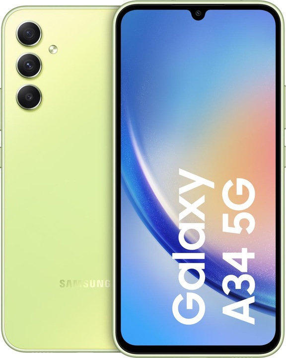 Actual product image Samsung Galaxy A34 5G (128 GB, Awesome Lime, 6.60", Dual SIM, 48 Mpx, 5G)