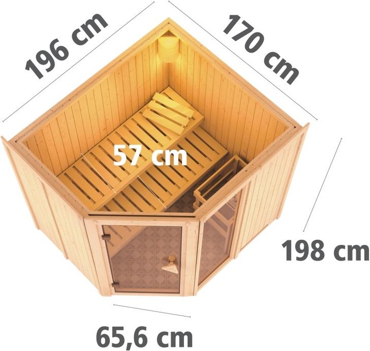 Actual product image Karibu Fiona 2 without roof rim (9 KW internal control)