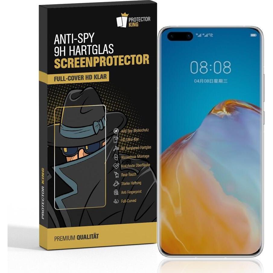 Protectorking 2x Echtes Tempered 9H Panzerhartglas Blickschutz (2 Stück, Huawei P40 Pro), Smartphone Schutzfolie
