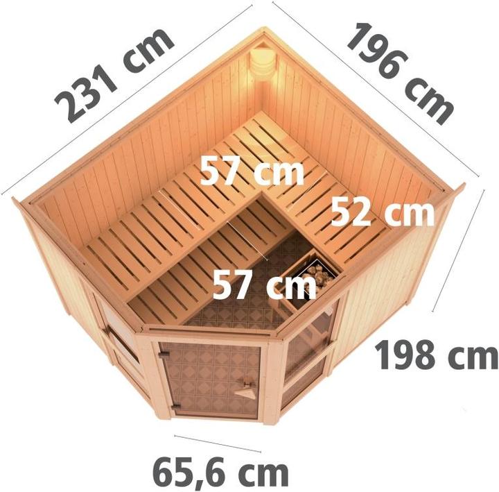 Actual product image Karibu Amelia 3 without roof rim (9 KW external control)