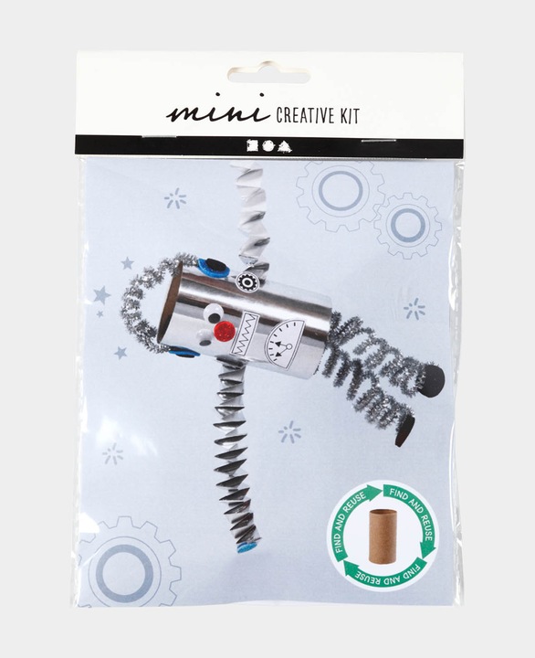 Produktbild Creativ Company Bastelset Mini WC-Papier-Rollen-Roboter 7-teilig, Silber