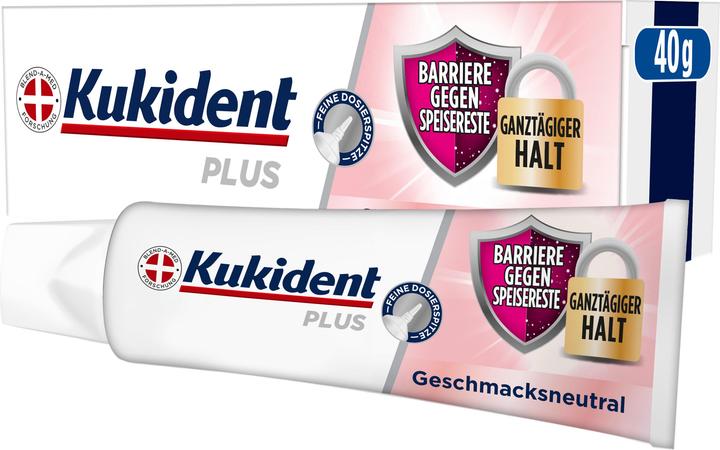 Kukident Plus Barriere gegen Speisereste Geschmacksneutral 40G Haftcreme