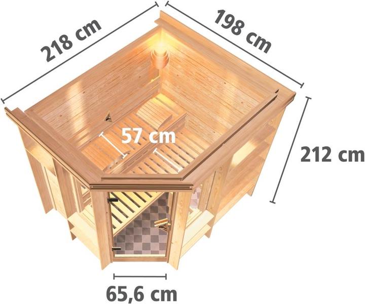 Actual product image Karibu Cortona with roof wreath (9 KW internal control)