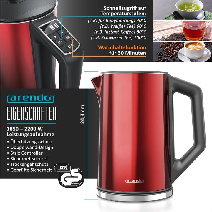 Actual product image Arendo Frühstücksset: Wasserkocher, Toaster & Eierkocher (1.50 l)