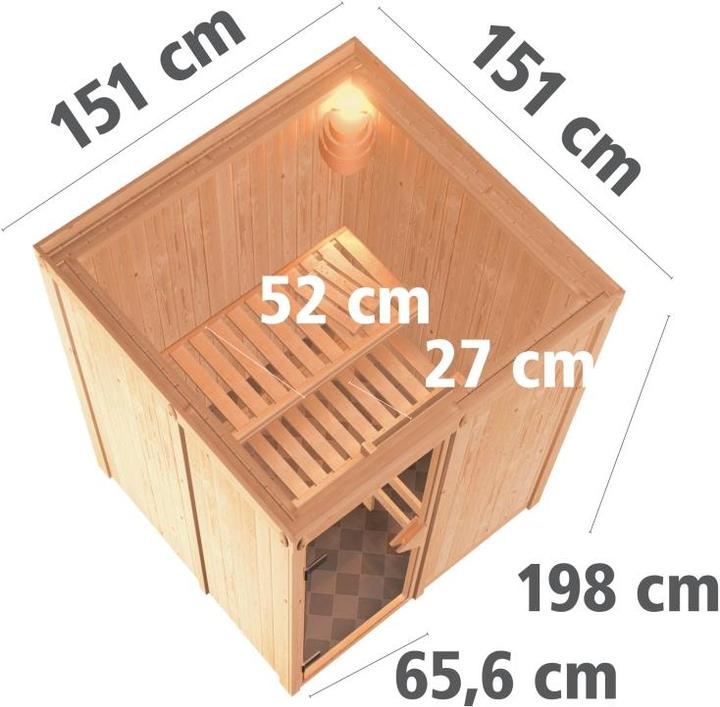 Actual product image Karibu Minja without roof rim (Plug & Play 3,6 KW - Bio external control)