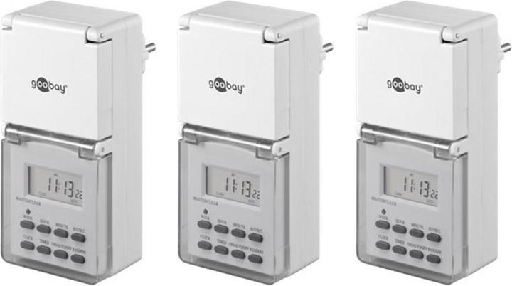 Goobay Digital timer IP44, 3 pieces, White