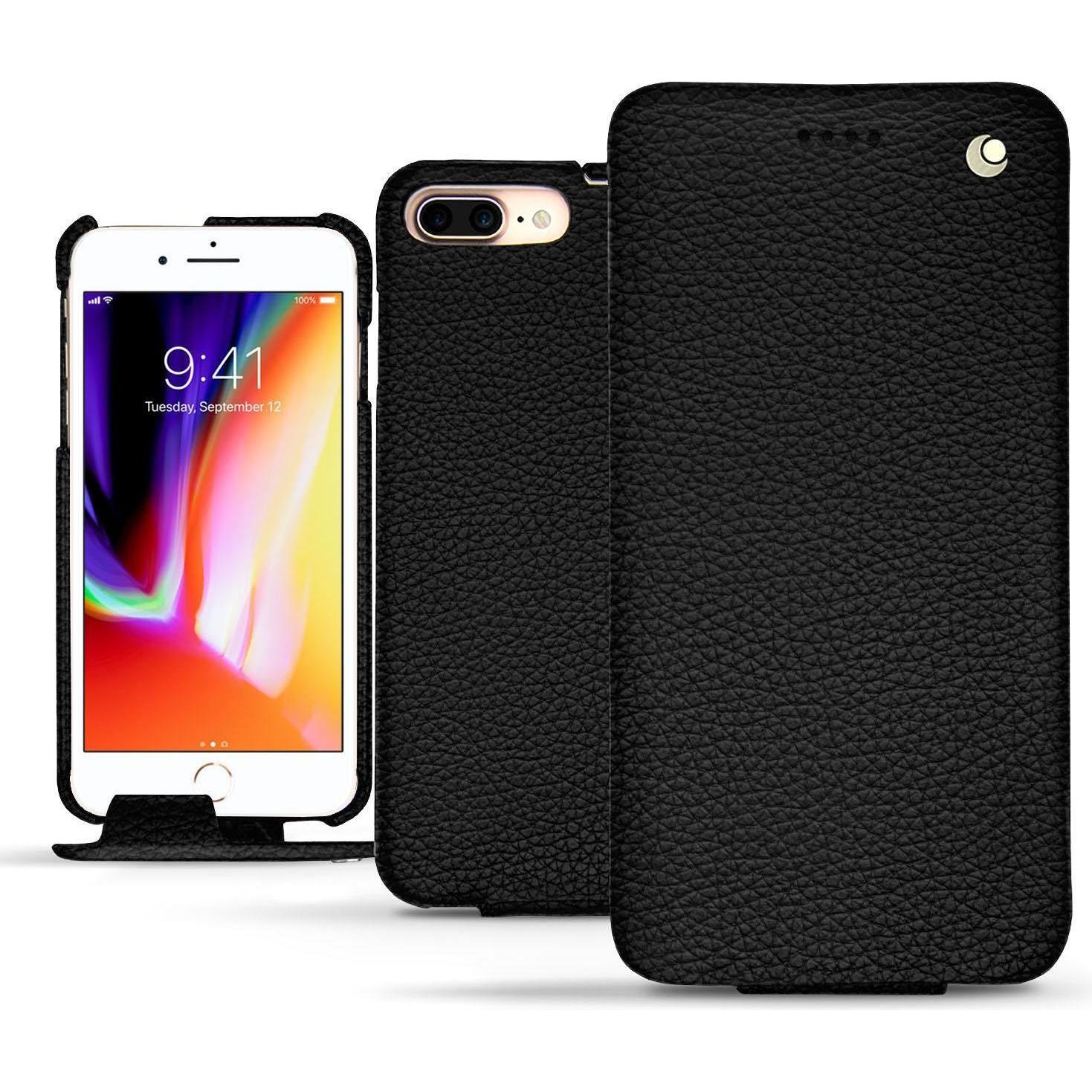 Noreve Lederschutzhülle vertikal (Apple iPhone 8 Plus), Smartphone Hülle, Schwarz