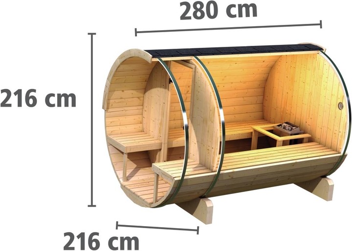 Actual product image Karibu Barrel sauna 2 (9 KW external control)