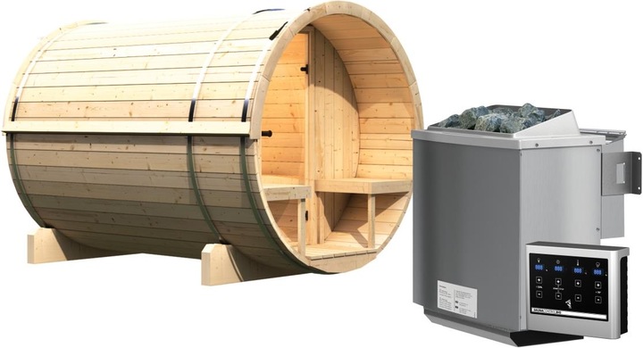 Actual product image Karibu Barrel sauna 2 (9 KW Bio external control)