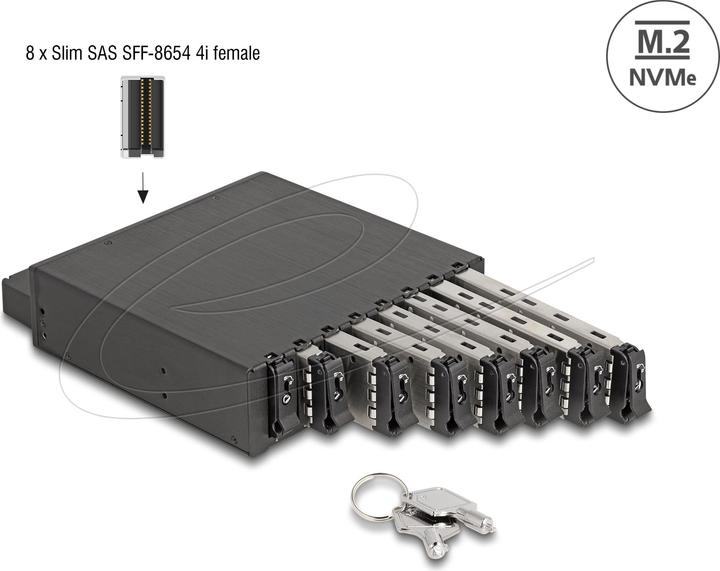 Produktbild Delock 5.25? Wechselrahmen für 8 x M.2 NVMe SSD mit Slim SAS