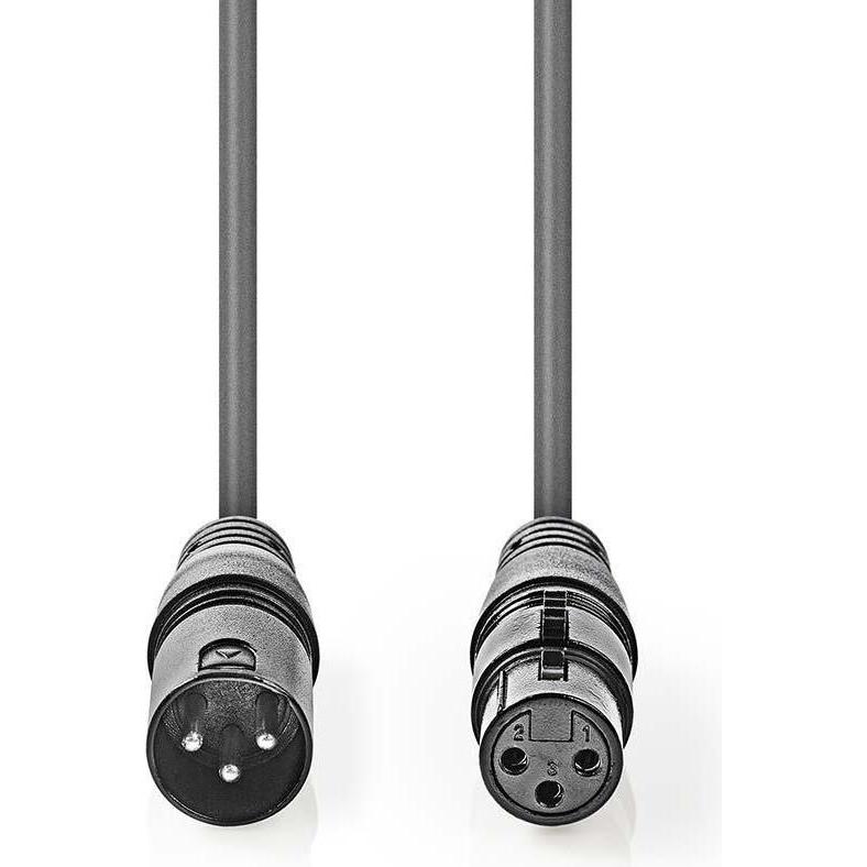 Thumbnail - Nedis DMX-Adapterkabel XLR 3-Pin Stecker XLR 3-Pin Buchse Vernickelt 20.0 m rund PVC Dunkelgrau Kart (20 m, XLR), Audio ...