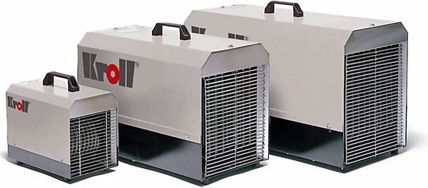 Actual product image Kroll Electric heater, air flow rate 960 m³/h, CEE, with thermostat connection, LxWxH (18000 W)