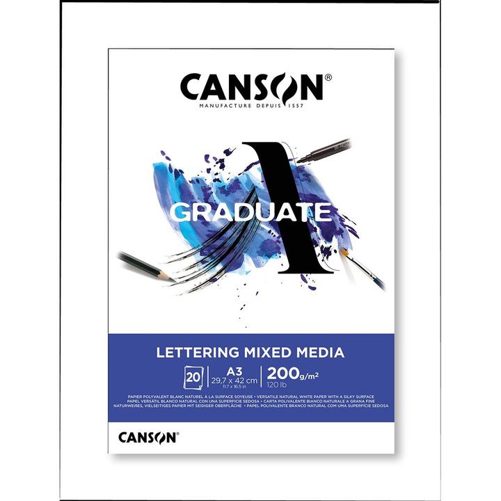 Actual product image Canson Study pad GRADUATE LETTERING MIXED MEDIA, DIN A3 (A3, Plain, No binding)