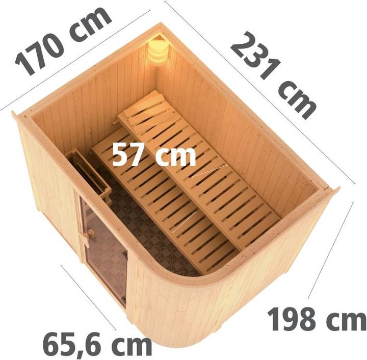 Actual product image Karibu Titania 4 with roof rim (9 KW Bio external control)
