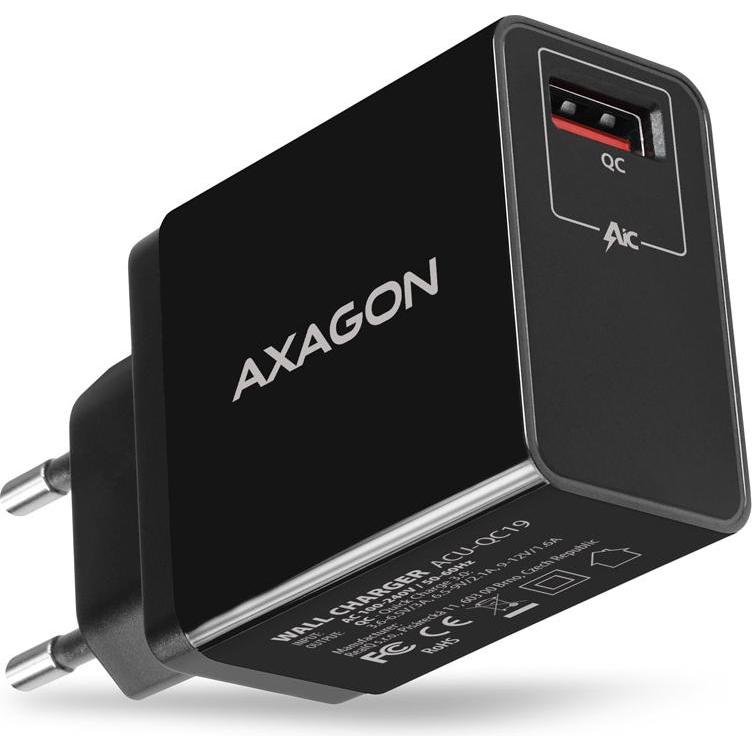 Thumbnail - Axagon Wall Charger 1x QC3/AFC/FCP/SMART. 19W (19 W), USB Ladegerät, Schwarz