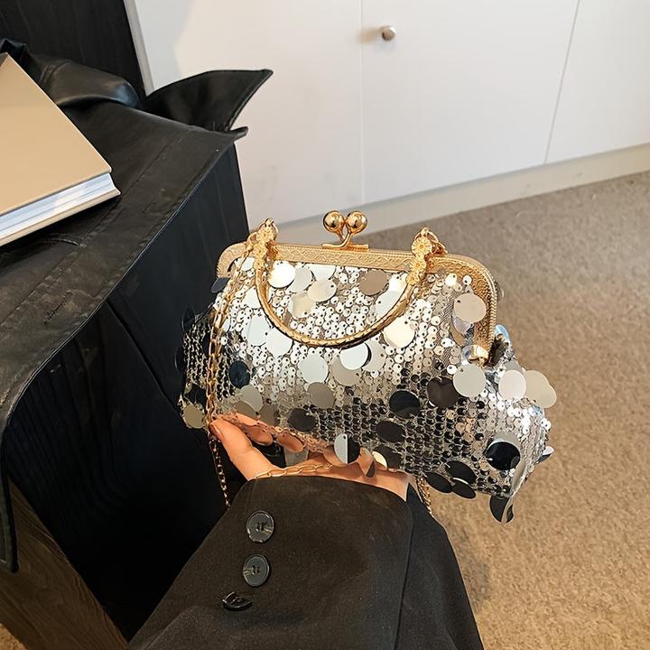 Produktbild Only-Bags.Store Schicke Vintage-inspirierte Crossbody-Tasche mit verstellbarem Riemen und Pailletten-Akzenten