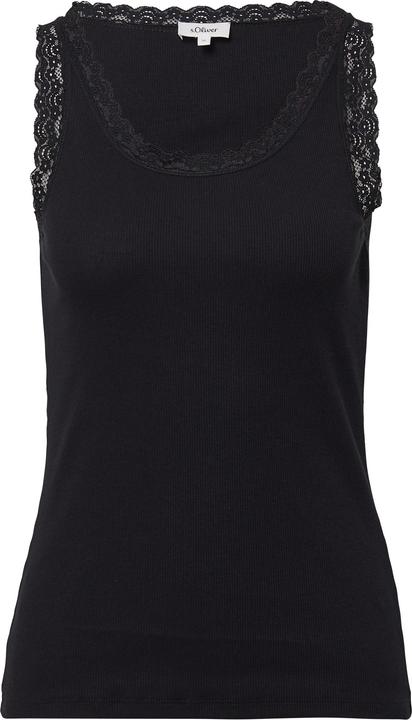 S.Oliver T-Shirt Geripptes Slim-Fit-Tanktop mit Spitze (44)