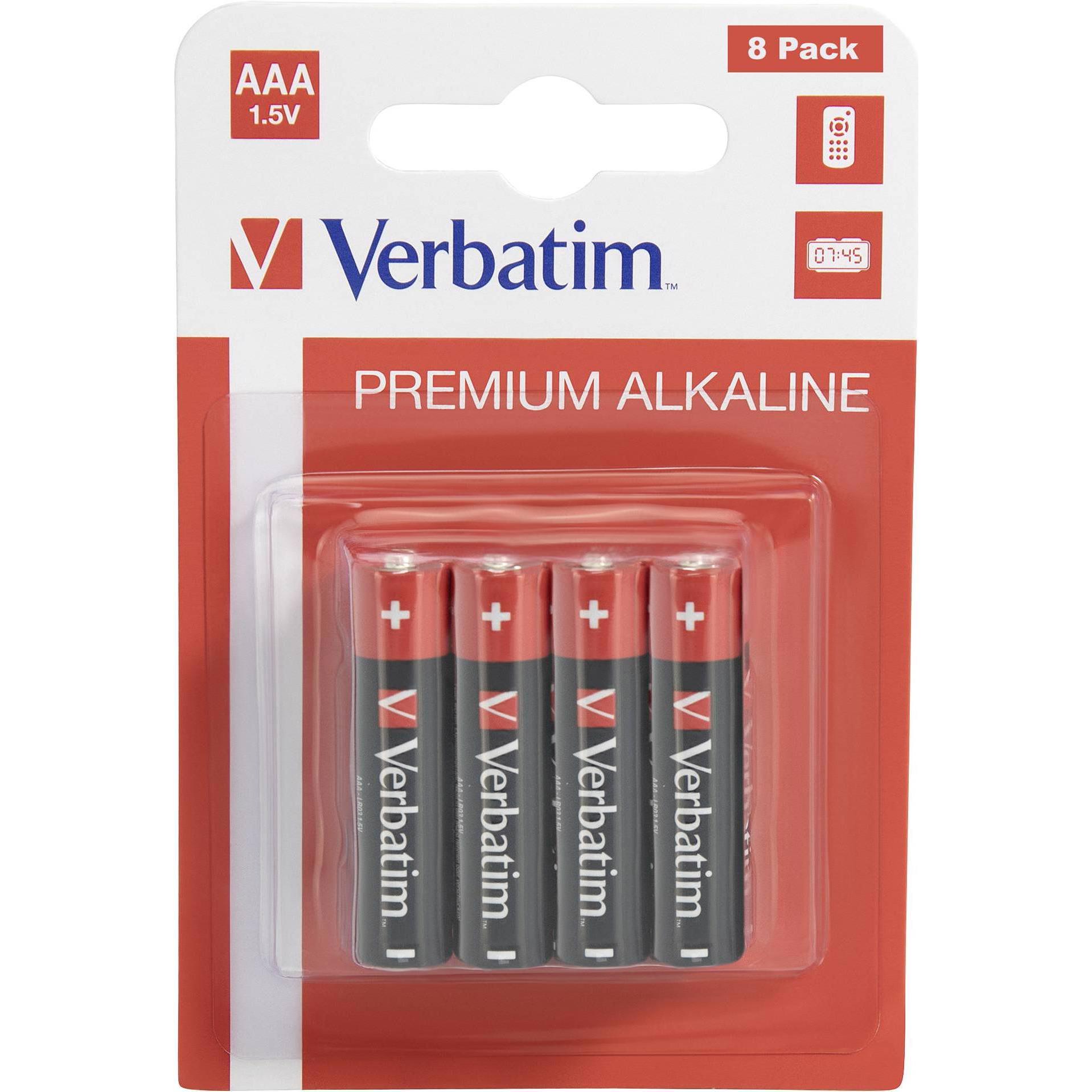 Thumbnail - Verbatim 1x8 Alkaline Batterie Micro AAA LR 03 (8 Stk., AAA), Batterien + Akkus