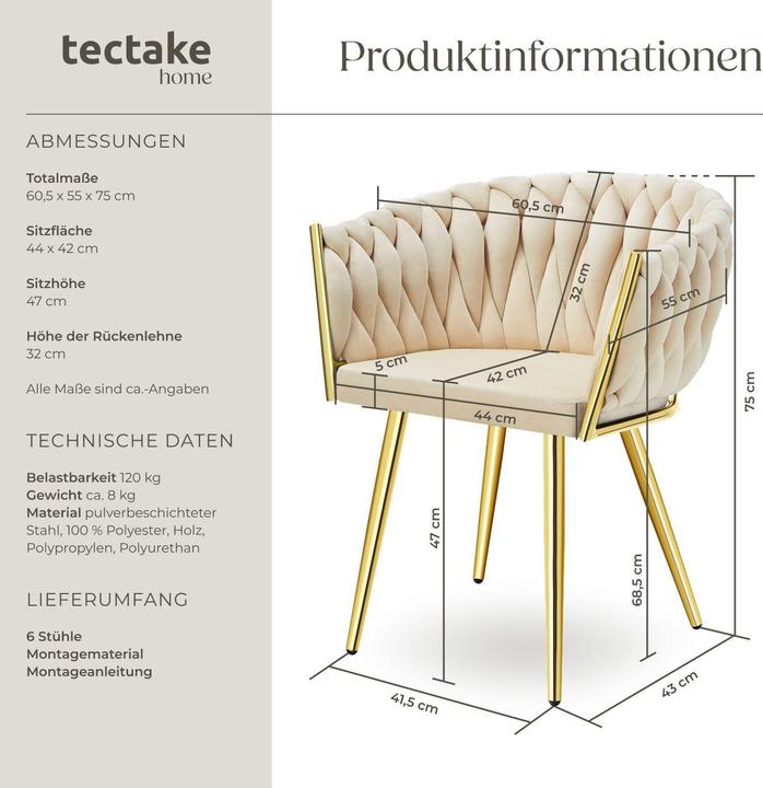 Actual product image tectake Esszimmerstuhl Astano 6er Set