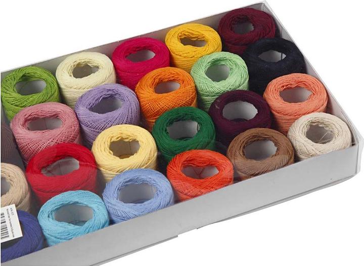 Produktbild Creativ Company Mercerised Katoengaren, Diverse Kleuren, 20 gr, 24 Bol (125 m)
