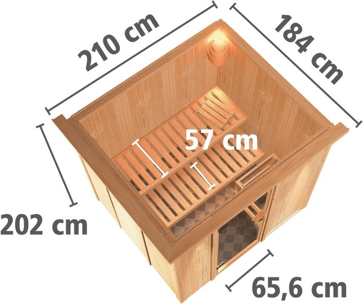 Image du produit Karibu Daria avec couronne de toit (Contrôle interne Plug & Play 3,6 KW)