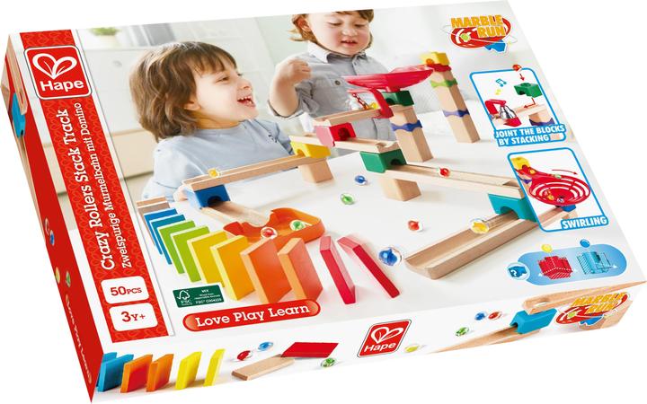 Immagine prodotto Hape Pista di marmo a due corsie con domino