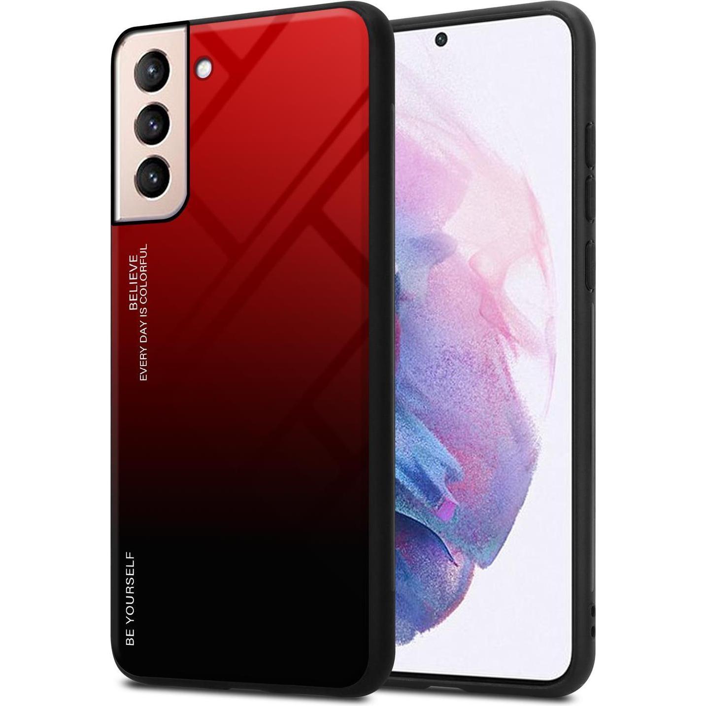 Cadorabo TPU 2 Farben Glas Cover (Samsung Galaxy S21+), Smartphone Hülle, Schwarz