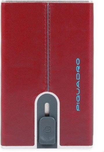 Piquadro Blue Square, Leather Card Holder, Square Sliding System with Mone