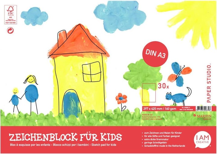 Produktbild I Am Creative Zeichenblock für Kids (A3, Blanko, Weicher Einband)