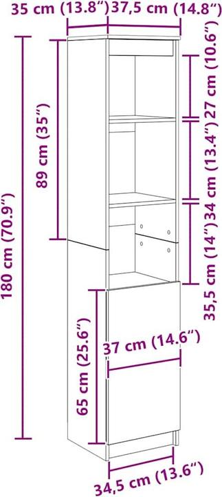 Produktbild vidaXL Highboard (37.50 x 35 x 180 cm)