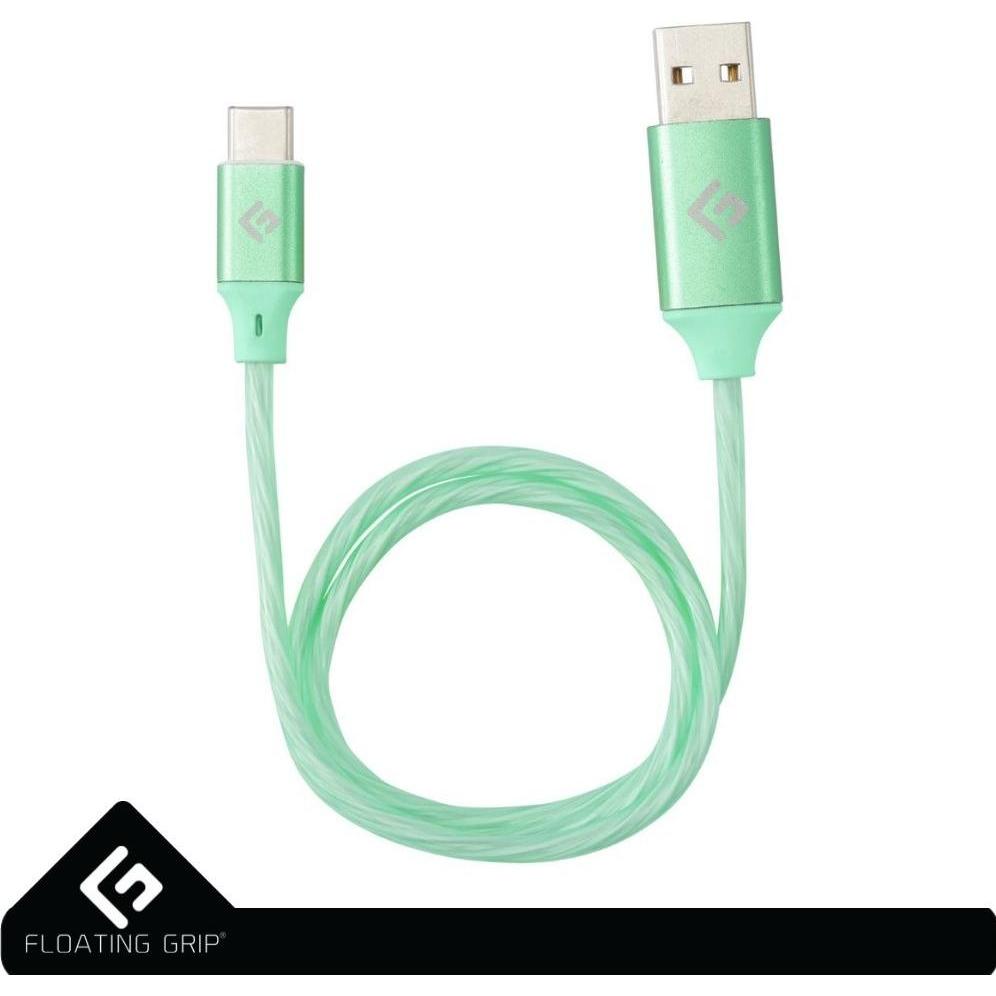Thumbnail - Floating Grip 0,5M LED USB-C Cable (Green) (0.50 m), USB Kabel