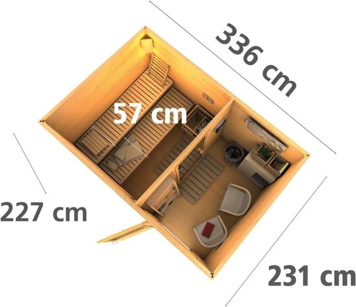 Image du produit Karibu Skrollan 2 avec vestibule (Contrôle externe de 9 KW)
