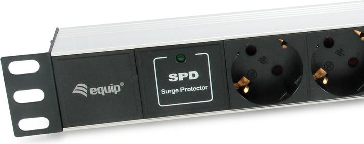 Actual product image equip Power strip 1HE8fach Schuko16A, Kabl. si (7 x, CEE 7/3, 1.80 m)
