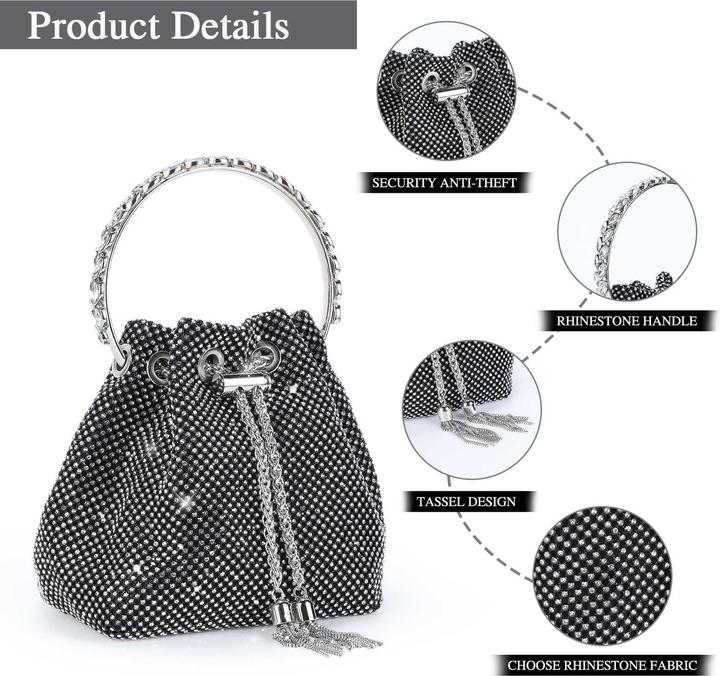 Produktbild Only-Bags.Store Clutch Abendtasche Glitzer Umhängetasche kleine Paillettenhandtasche Umhängetasche Kettentasche