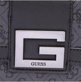 Actual product image Guess Brightside, Polyurethane, Textile Bag, 4G Logo, Coal, For Women