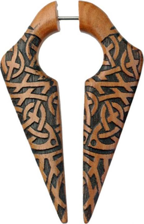 Immagine prodotto Star Piercing Fake Ohrgewicht Schlüsselloch keltischer Knoten aus Sawo Holz (senza ottone, Organico)