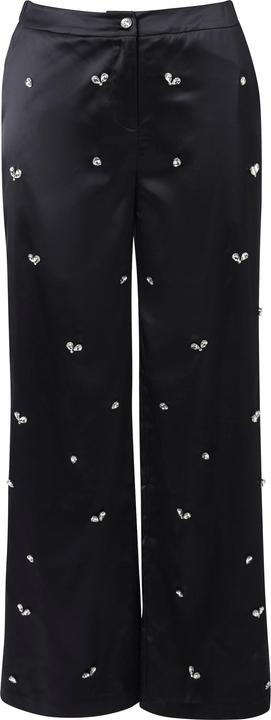 Image du produit Ulla Popken Pantalon Mary avec pierres fantaisie, jambe large et taille confortable (52)
