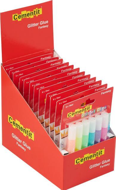 Produktbild Cementit Glitter Glue Glow in the dark Blister à 6 x 10ml (100 g, 6 ml)