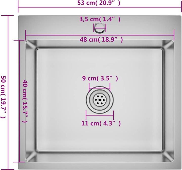 Actual product image vidaXL Küchenspüle (Fitted sink, 50 cm, 53 cm)