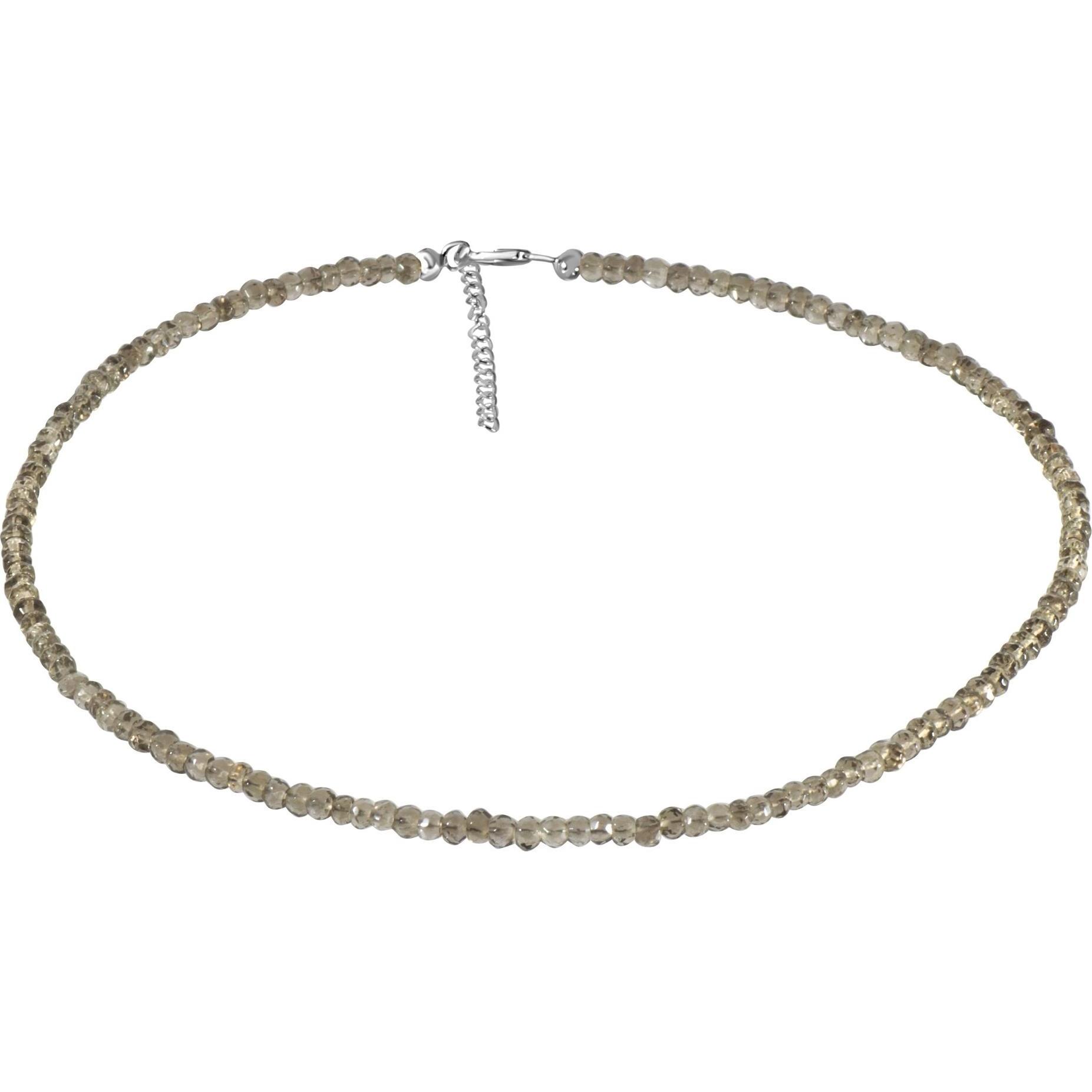 Xen, Halsschmuck, Rauchquarz - Collier 4,5 mm facettiert 43 + 5 cm 925 Silber vergoldet, (925 Sterling Silber, 43 cm)