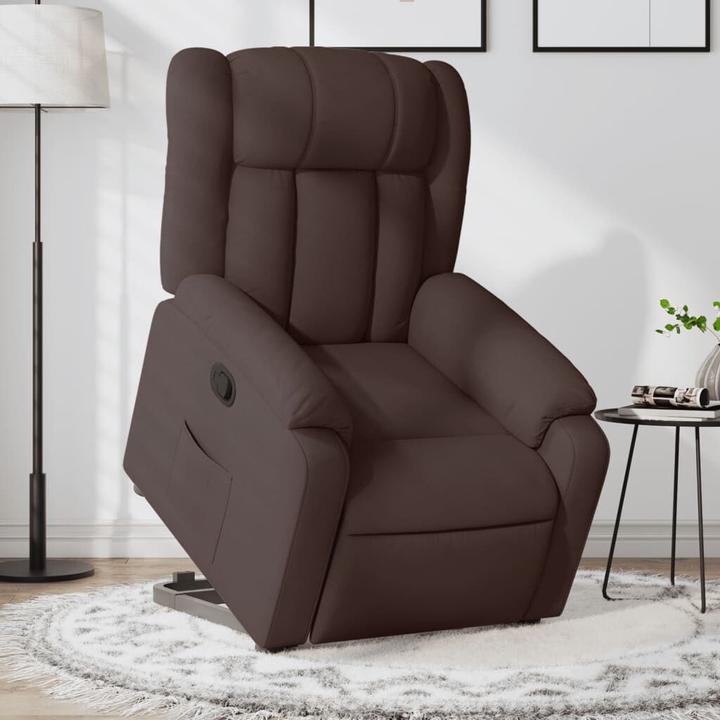 Actual product image vidaXL Relax armchair with stand-up aid armchair TV armchair dark brown fabric