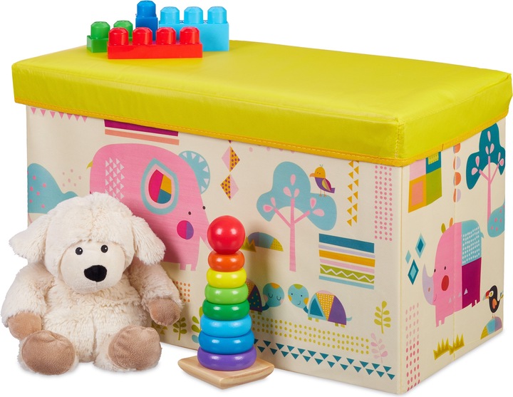 Image du produit Relaxdays Tabouret coffre jouet pouf enfant