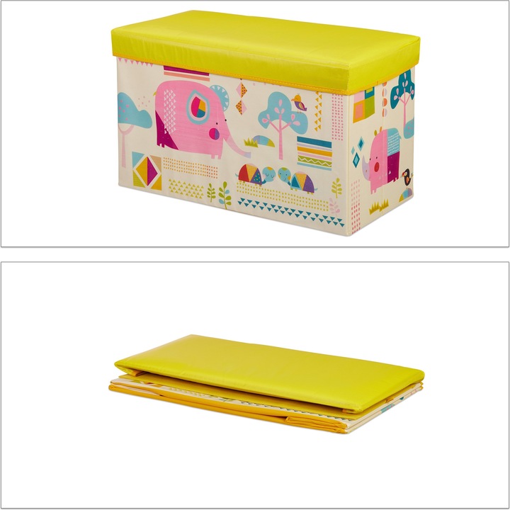 Image du produit Relaxdays Tabouret coffre jouet pouf enfant