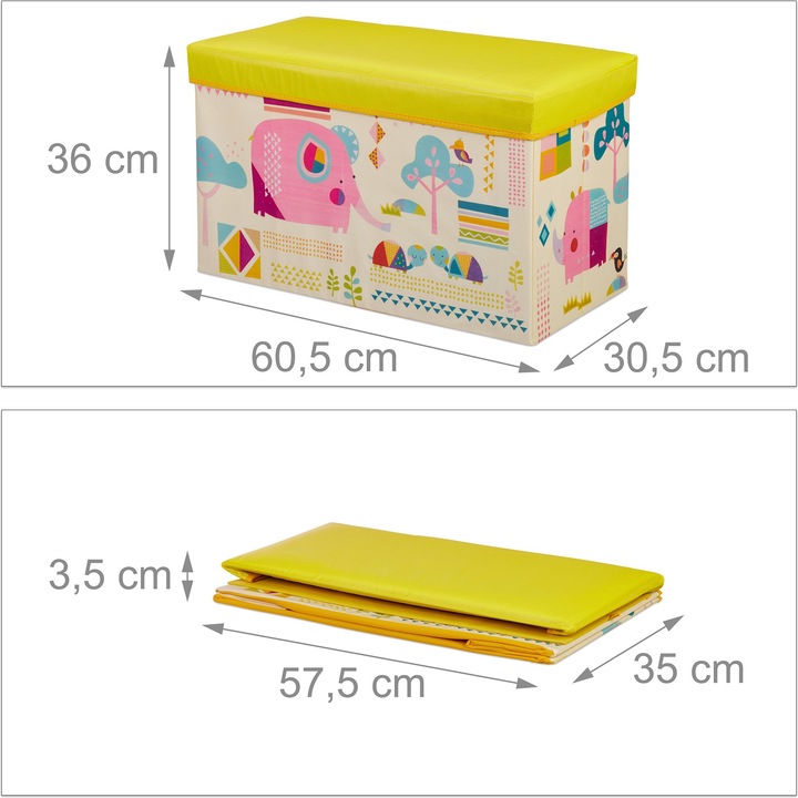 Image du produit Relaxdays Tabouret coffre jouet pouf enfant